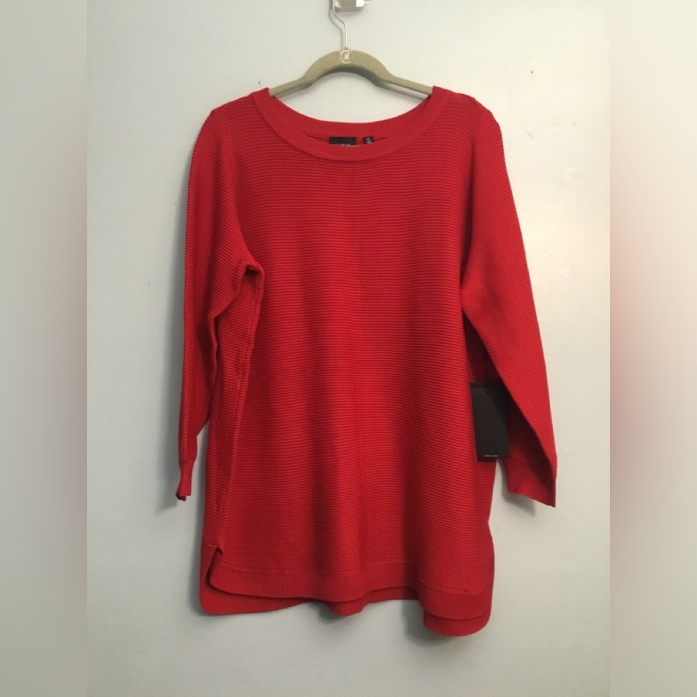 Cyrus Bold Red Ribbed Sweater - Picture 5 of 14
